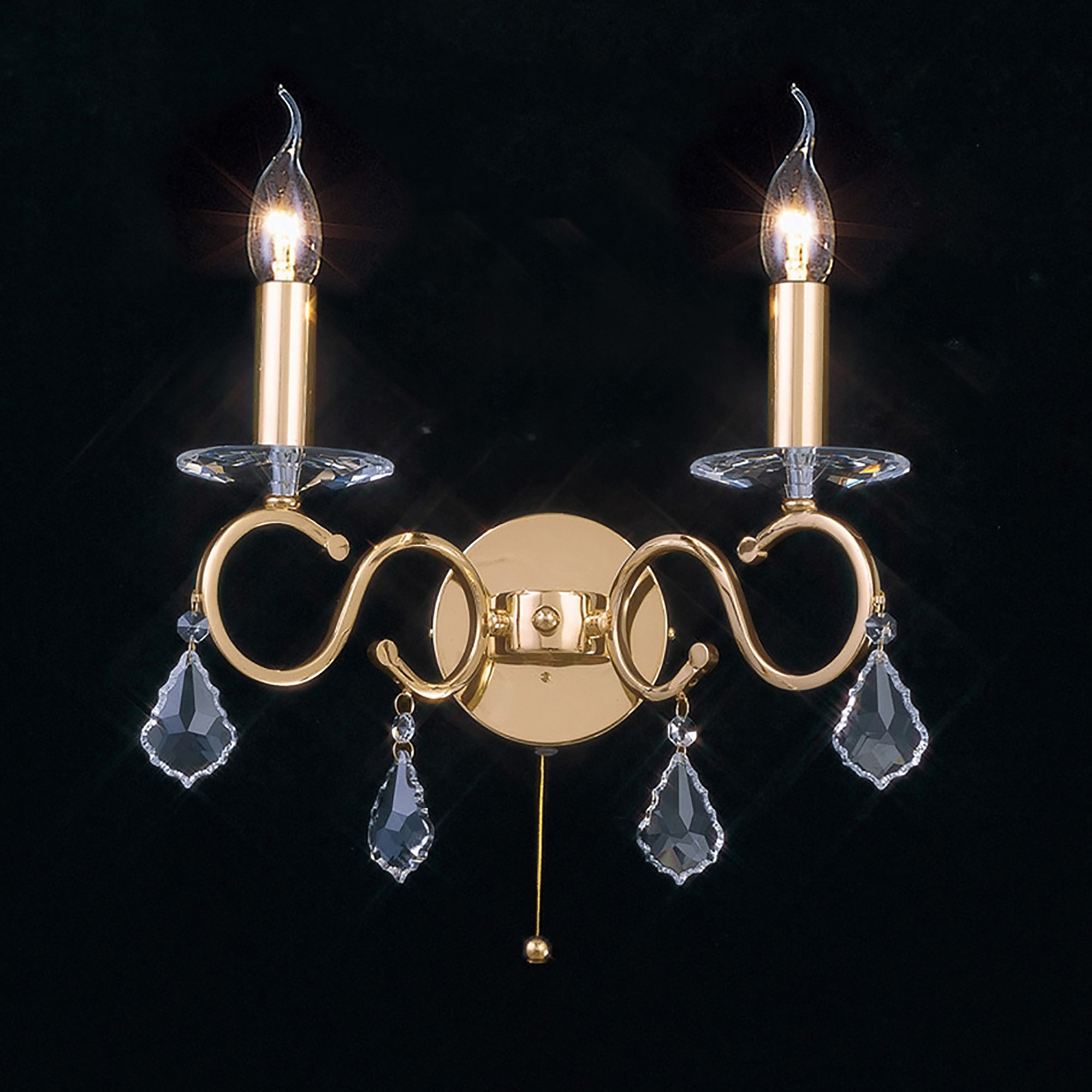 Torino French Gold Crystal Wall Lights Diyas Armed Wall Lights